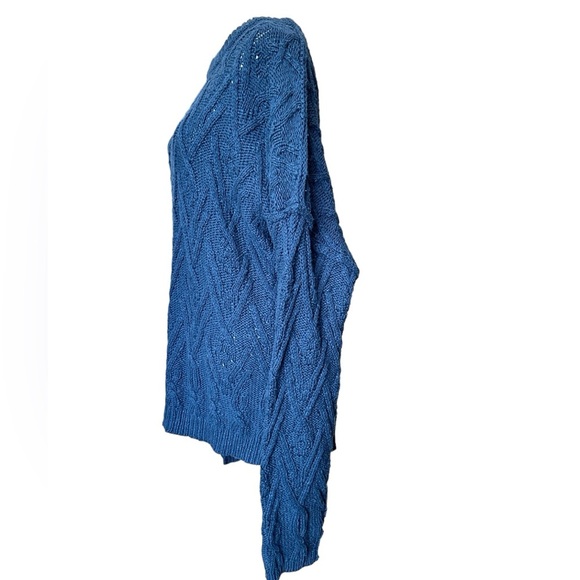 EUC Free People Isla Cable Knit Sweater in Varsity Navy - Picture 6 of 8